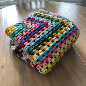 New Handmade Multicoloured Granny Square Crochet Blanket Throw Afghan